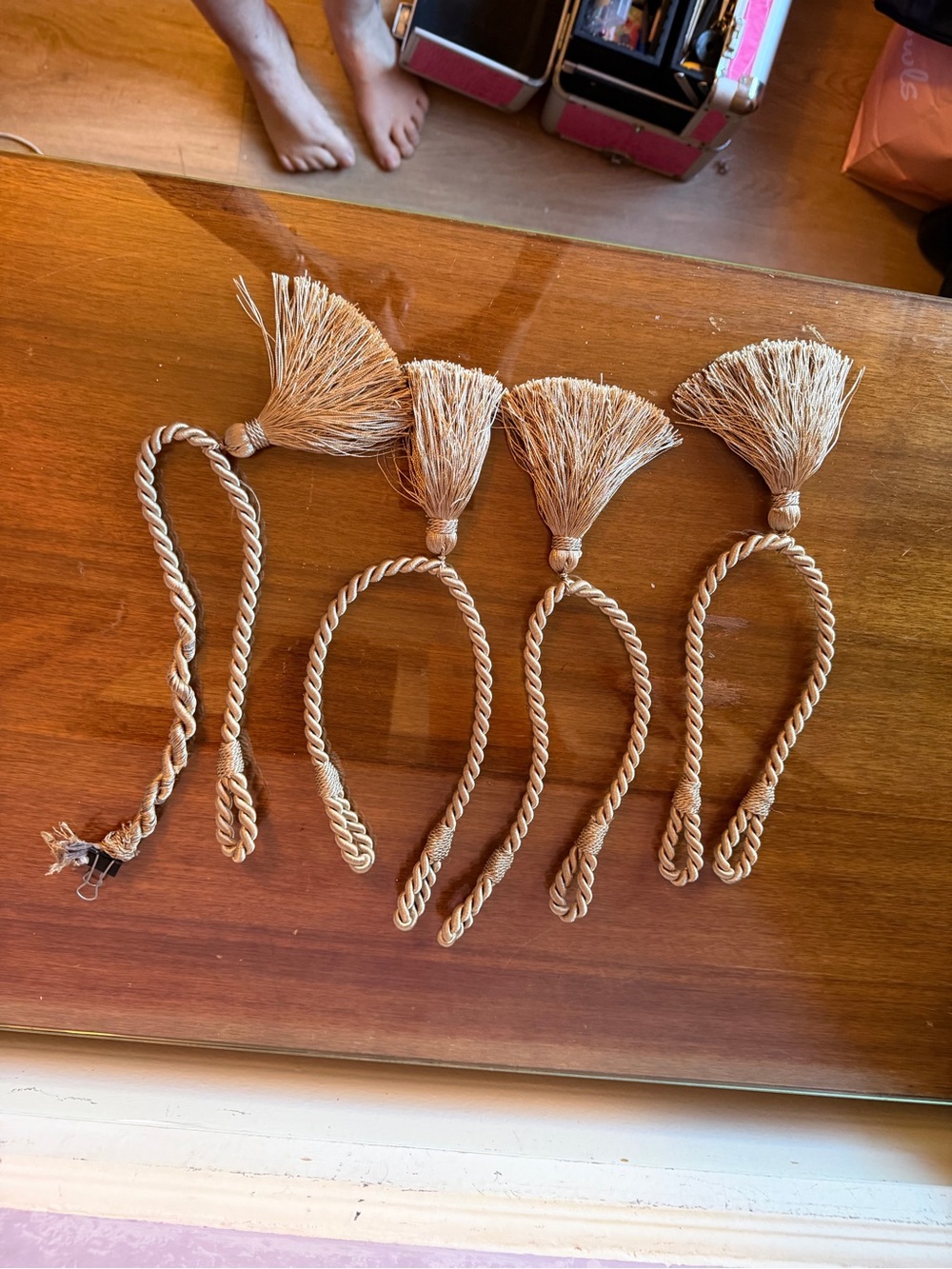 Set of 4 Golden Curtain Tassel Tiebacks